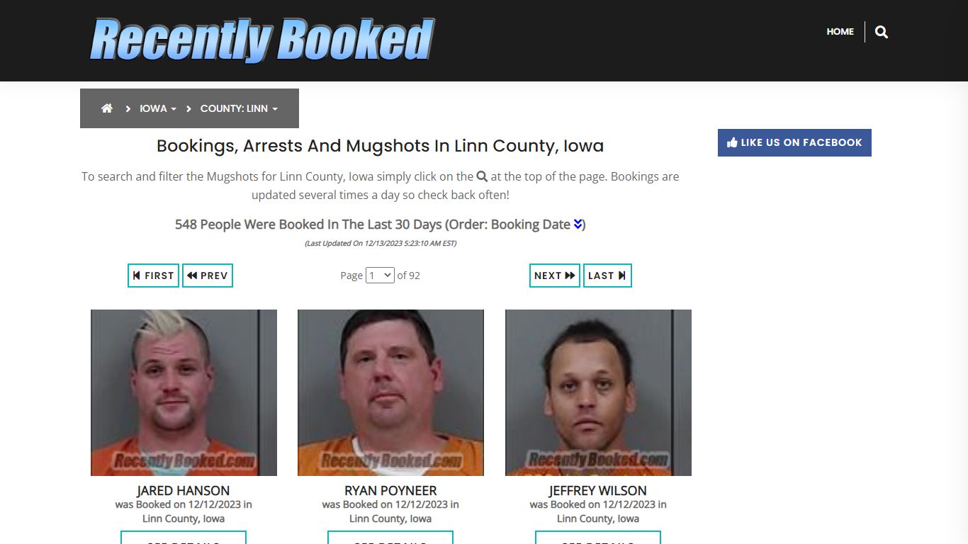 Recent bookings, Arrests, Mugshots in Linn County, Iowa - Recently Booked